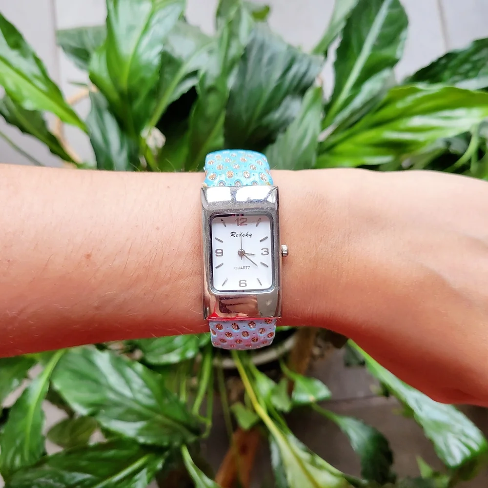 Polka Dot Redsky Quartz Blue & Silver Watch